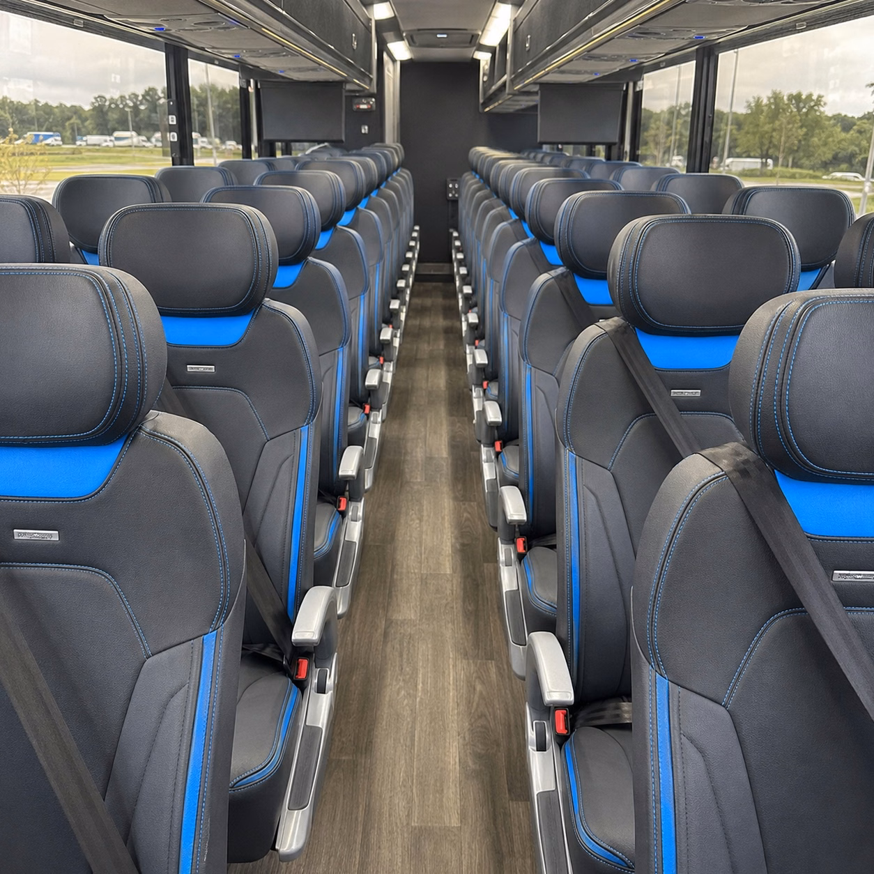 pleasanton charter bus rental interior